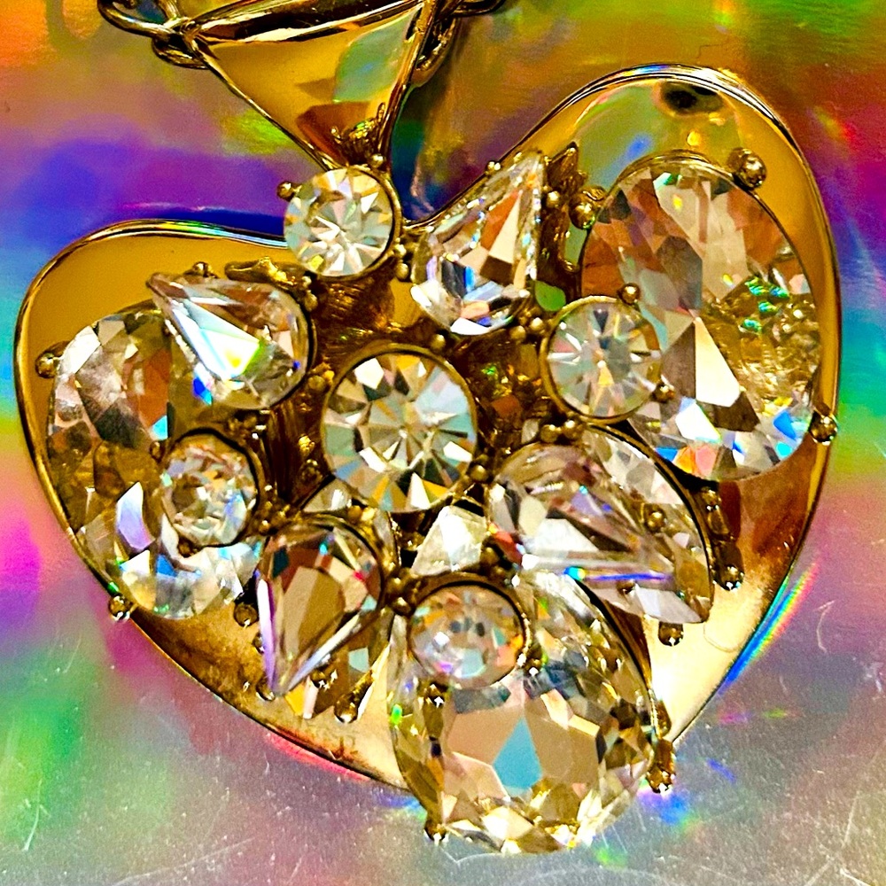 Vintage Juicy Couture Gold plated Rhinestone Heart Necklace BOLD & BEAUTIFUL